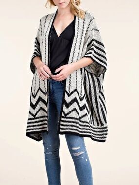 NWT Voice of California Striped Open-Front Cardigan